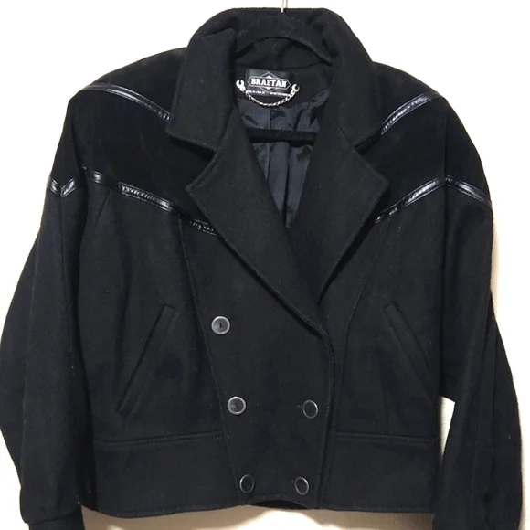 Braetan Vintage Union Made Double Breasted Cropped Jacket Suede Accents Size Med - Picture 4 of 15